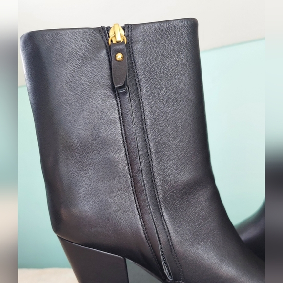 Rebecca Minkoff Black Ankle Boots with Gold Buckles - Picture 5 of 16